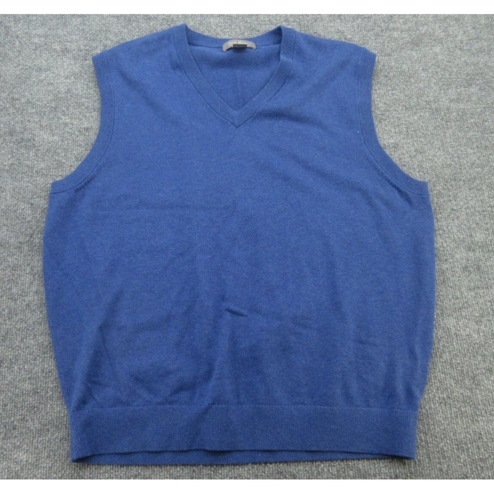 Daniel Cremieux Mens Sweater Vest Regular Blue Supima Cotton V-Neck XL
